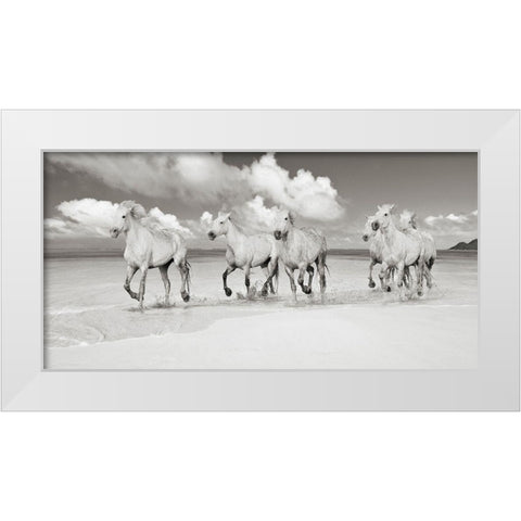 Band of Brothers- Lanikai Beach- Hawaii (BW) White Modern Wood Framed Art Print by Pangea Images
