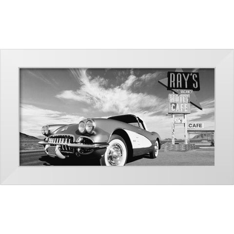 Cruisin USA - BW White Modern Wood Framed Art Print by Gasoline Images