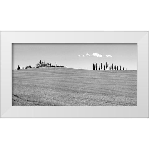 Strada del Brunello-Tuscany (BW) White Modern Wood Framed Art Print by Pangea Images