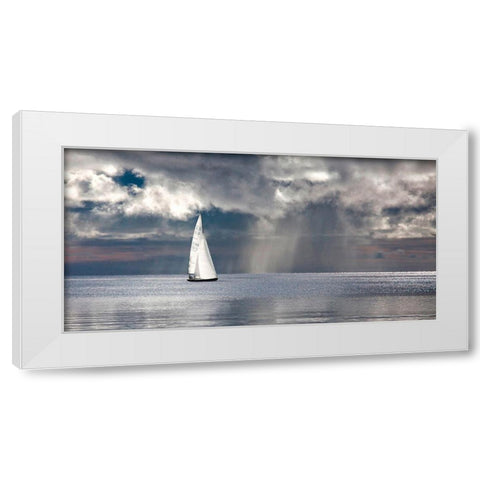Sailing on a Silver Sea White Modern Wood Framed Art Print by Pangea Images