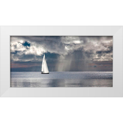 Sailing on a Silver Sea White Modern Wood Framed Art Print by Pangea Images
