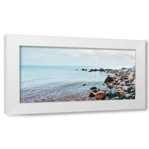 Pebbles on the Beach White Modern Wood Framed Art Print by Pangea Images