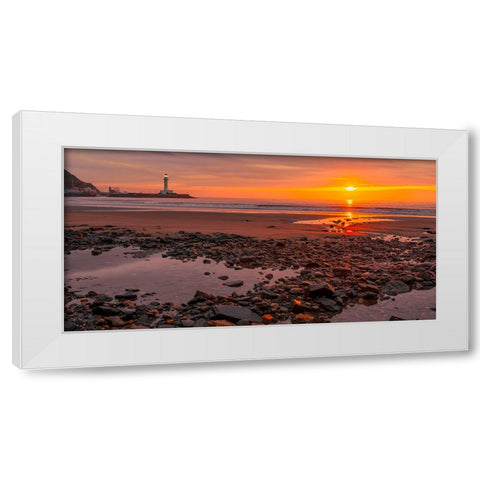 Sunset on the Coast of Yorkshire, UK White Modern Wood Framed Art Print by Pangea Images
