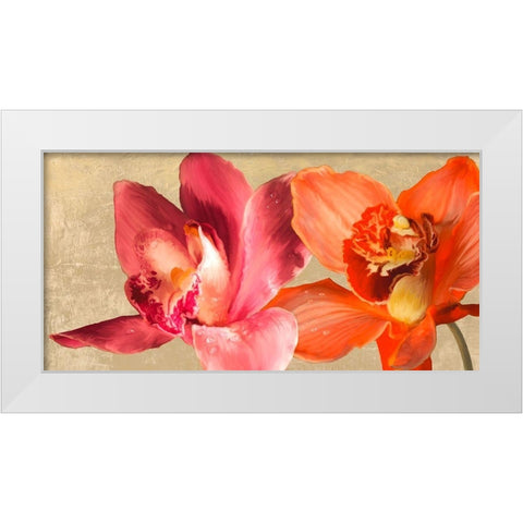 Two Orchids White Modern Wood Framed Art Print by Antinori, Andrea