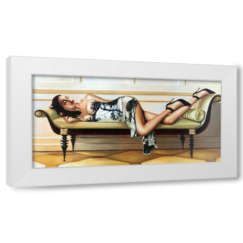 Deco Lady White Modern Wood Framed Art Print by Benson, Pierre