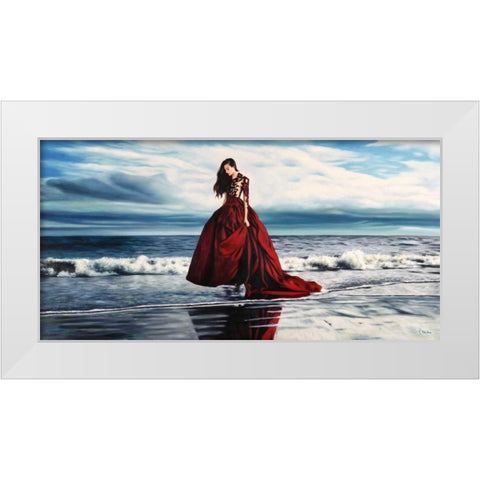 On the Seashore White Modern Wood Framed Art Print by Benson, Pierre