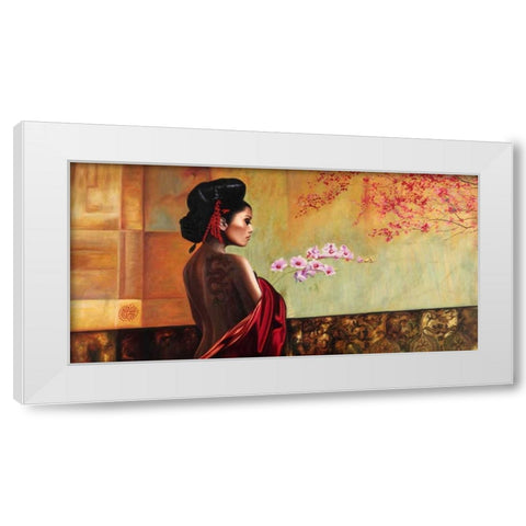 Wild Orchid White Modern Wood Framed Art Print by Benson, Pierre
