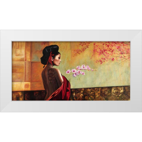 Wild Orchid White Modern Wood Framed Art Print by Benson, Pierre