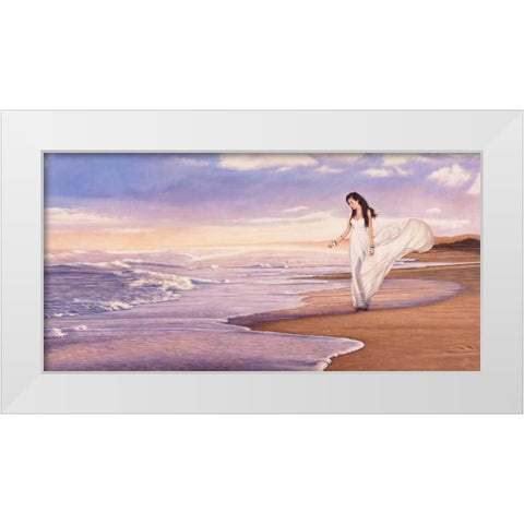 Ocean Waves White Modern Wood Framed Art Print by Benson, Pierre