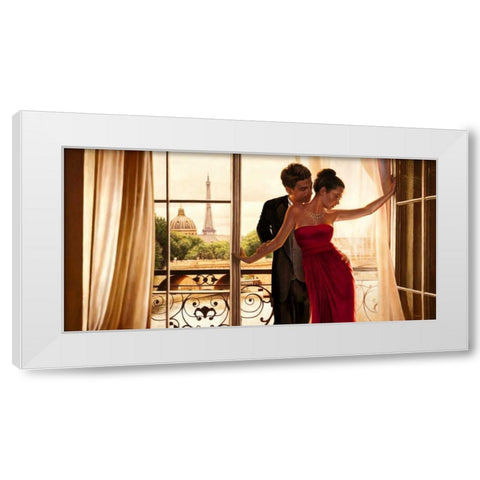 Lovers in Paris White Modern Wood Framed Art Print by Benson, Pierre