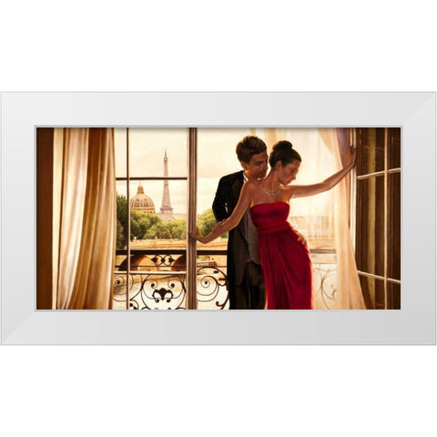 Lovers in Paris White Modern Wood Framed Art Print by Benson, Pierre