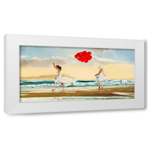 Collecting waves White Modern Wood Framed Art Print by Benson, Pierre