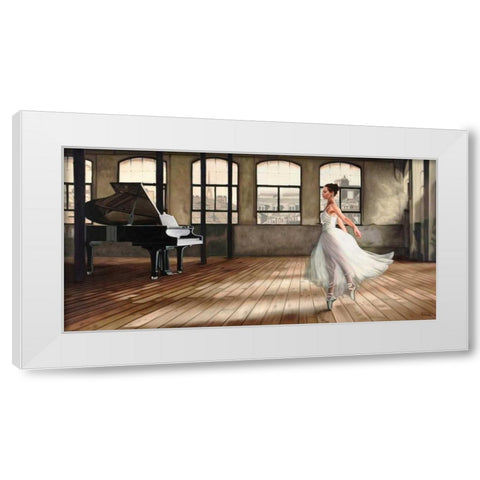 Dim light Ballerina  White Modern Wood Framed Art Print by Benson, Pierre