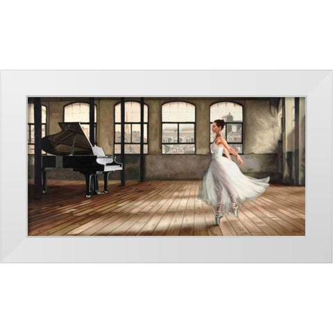 Dim light Ballerina  White Modern Wood Framed Art Print by Benson, Pierre