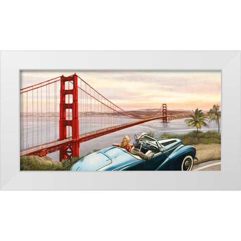 Golden Gate View White Modern Wood Framed Art Print by Benson, Pierre