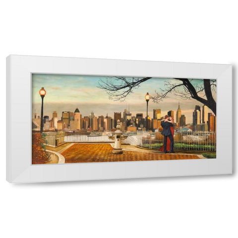 Lovers in New York White Modern Wood Framed Art Print by Benson, Pierre