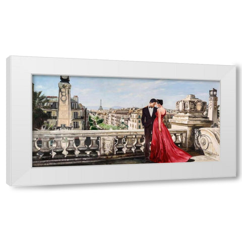 Lovers in Paris White Modern Wood Framed Art Print by Benson, Pierre