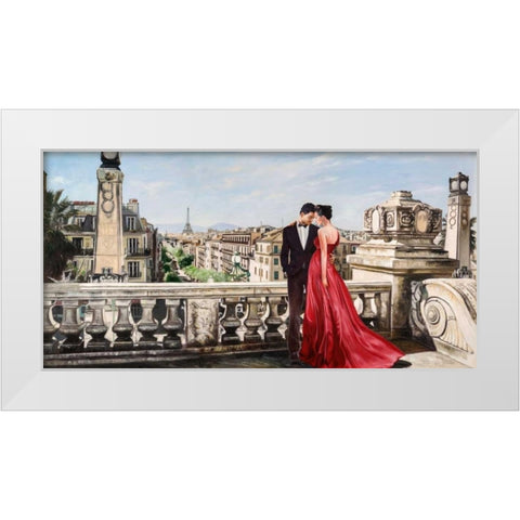 Lovers in Paris White Modern Wood Framed Art Print by Benson, Pierre