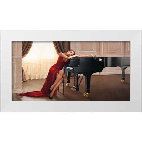 Sweet reverie White Modern Wood Framed Art Print by Benson, Pierre