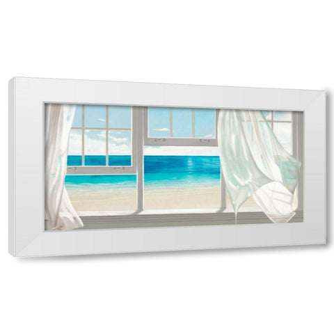 Emerald Seascape White Modern Wood Framed Art Print by Benson, Pierre