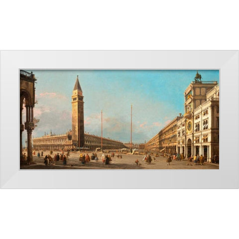 Piazza San Marco Looking South and West White Modern Wood Framed Art Print by Canaletto