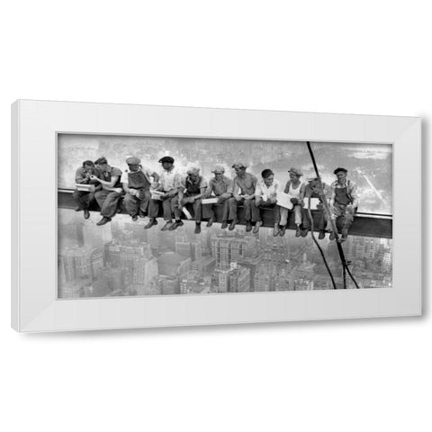 New York Construction Workers Lunching on a Crossbeam 1932 White Modern Wood Framed Art Print by Ebbets, Charles C.