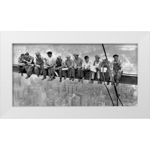 New York Construction Workers Lunching on a Crossbeam 1932 White Modern Wood Framed Art Print by Ebbets, Charles C.
