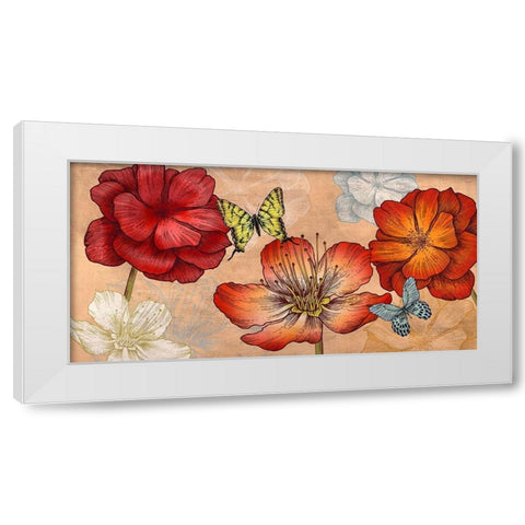 Flowers and Butterflies (Neutral)  White Modern Wood Framed Art Print by Grant, Eve C.