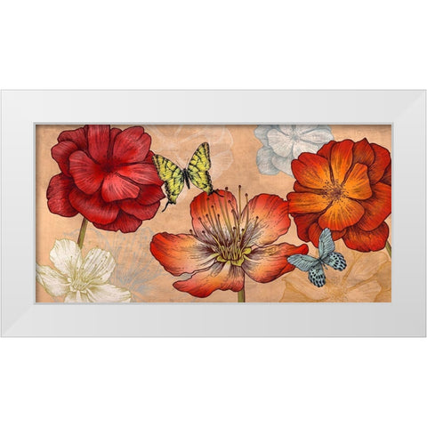 Flowers and Butterflies (Neutral)  White Modern Wood Framed Art Print by Grant, Eve C.