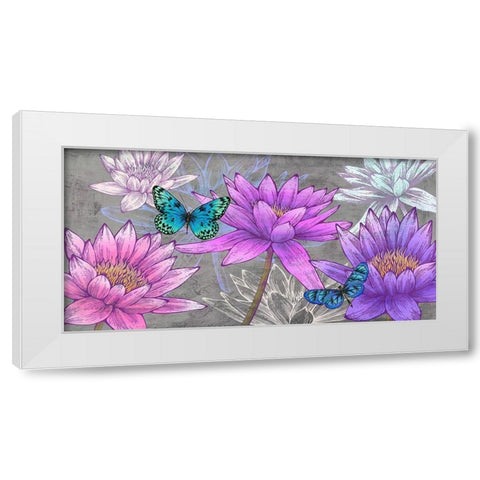 Nympheas and Butterflies (Ash) White Modern Wood Framed Art Print by Grant, Eve C.