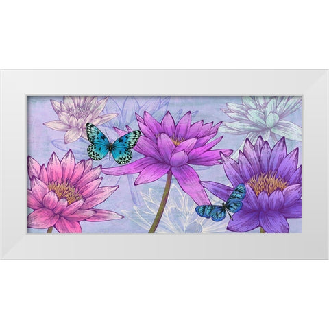 Nympheas and Butterflies White Modern Wood Framed Art Print by Grant, Eve C.