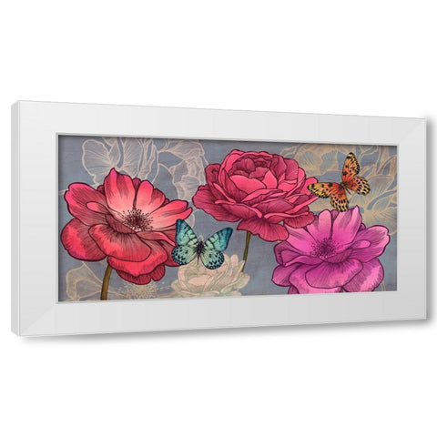 Roses and Butterflies (Ash) White Modern Wood Framed Art Print by Grant, Eve C.