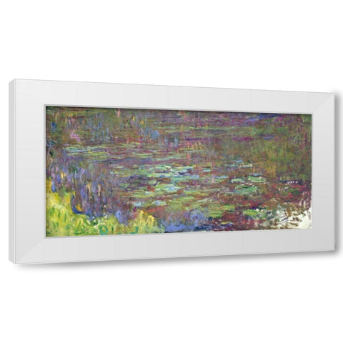 Waterlilies at Sunset White Modern Wood Framed Art Print by Monet, Claude