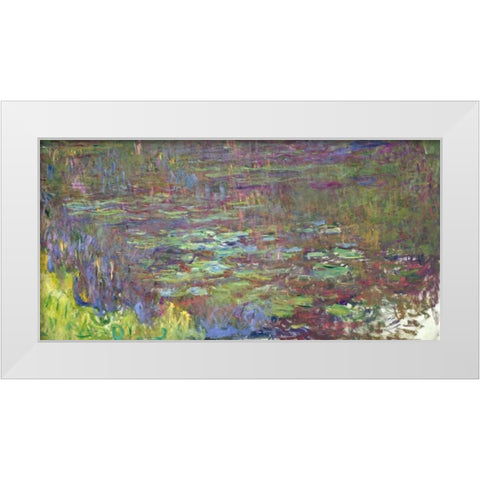 Waterlilies at Sunset White Modern Wood Framed Art Print by Monet, Claude