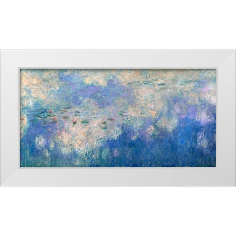 Detail of Waterlilies- The Clouds White Modern Wood Framed Art Print by Monet, Claude