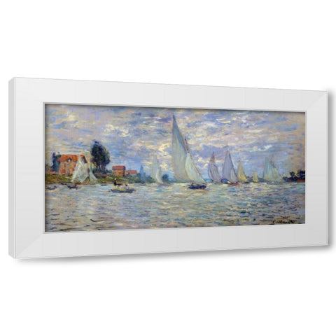 Les barques regates a Argenteuil White Modern Wood Framed Art Print by Monet, Claude