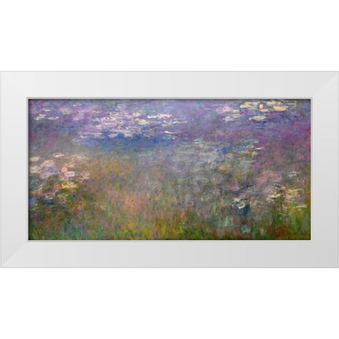 Water Lilies White Modern Wood Framed Art Print by Monet, Claude