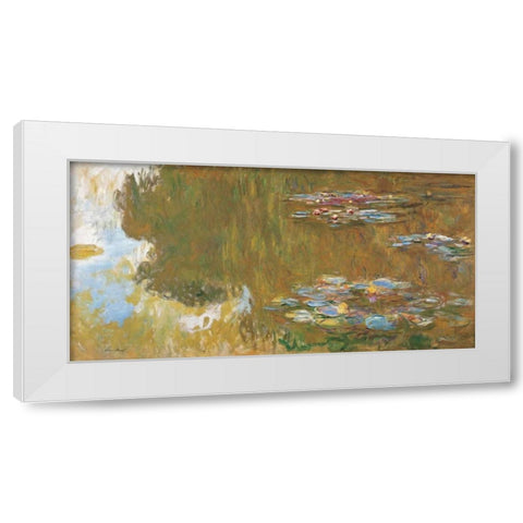 The Water Lily Pond White Modern Wood Framed Art Print by Monet, Claude