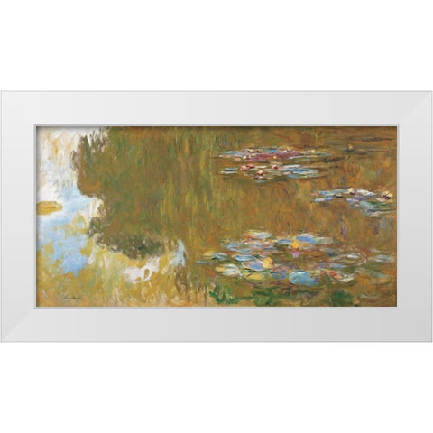 The Water Lily Pond White Modern Wood Framed Art Print by Monet, Claude