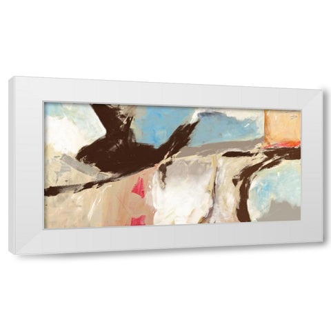 Aqua and Greige White Modern Wood Framed Art Print by Olin, Chaz