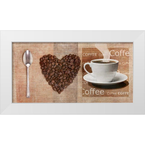 I Love Coffee White Modern Wood Framed Art Print by Teller, Skip