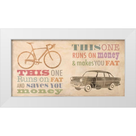 Bike vs Car White Modern Wood Framed Art Print by Teller, Skip