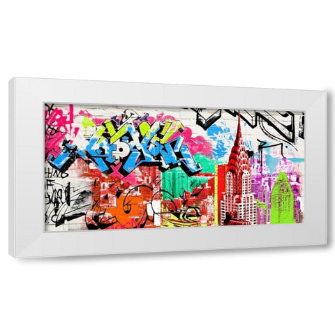 Pop Manhattan White Modern Wood Framed Art Print by Teller, Skip