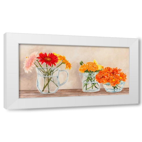 Fleurs et Vases Jaune White Modern Wood Framed Art Print by Dellal, Remy