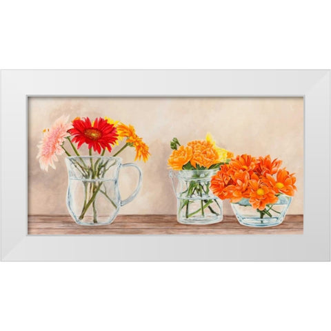 Fleurs et Vases Jaune White Modern Wood Framed Art Print by Dellal, Remy