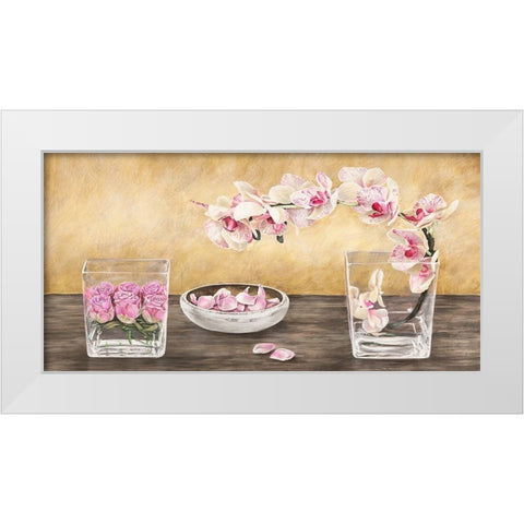 Orchids and Roses Arrangement White Modern Wood Framed Art Print by Remy, Dellal