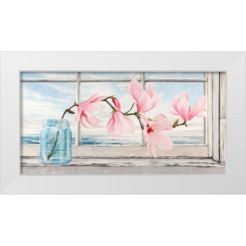 Magnolia White Modern Wood Framed Art Print by Dellal, Remy