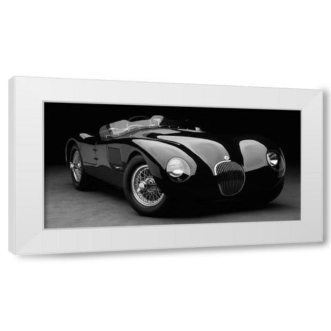 1951 Jaguar C-Type (BW) White Modern Wood Framed Art Print by Heiny, Don