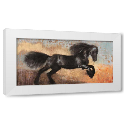Black Stallion White Modern Wood Framed Art Print by Moschetta, Dario