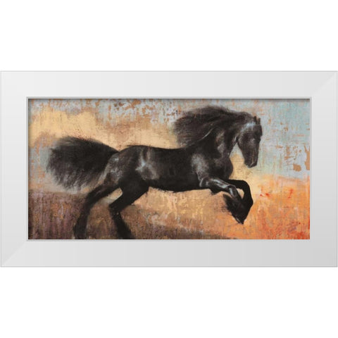 Black Stallion White Modern Wood Framed Art Print by Moschetta, Dario